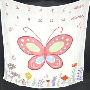 Cozy Cub Baby Growth Milestone Blanket Pink Butterfly Floral Weeks Months‎